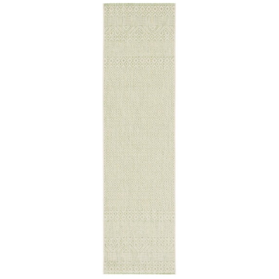 Safavieh Courtyard Naomi Geometric Indoor/Outdoor Runner Rug, Beige/Green, 2'3" x 10'