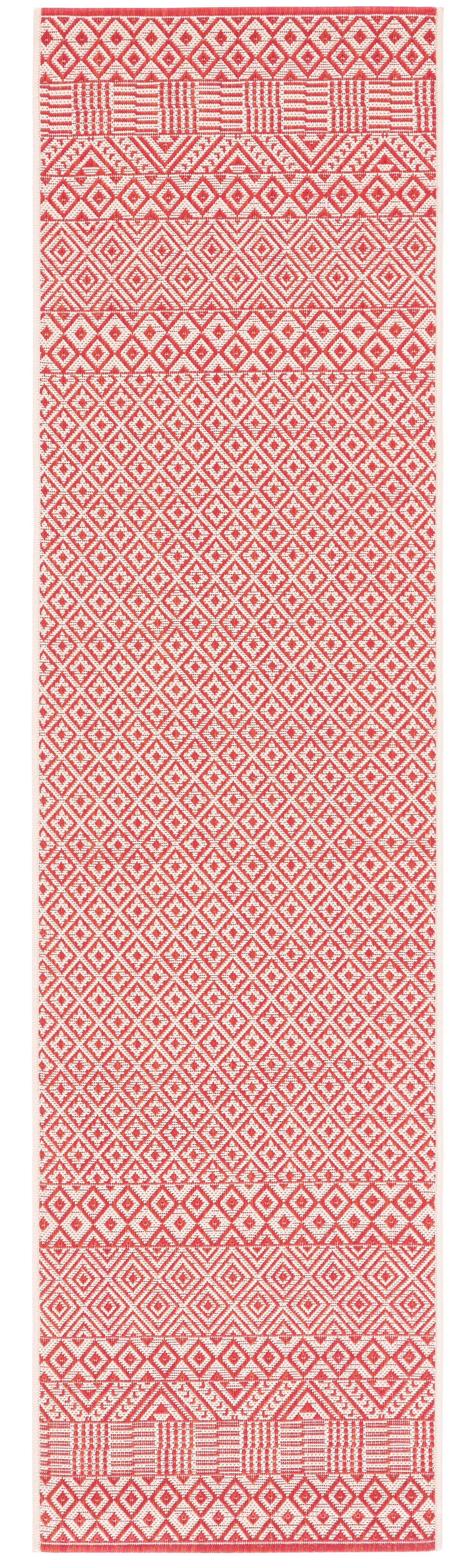 Safavieh Courtyard Naomi Geometric Indoor/Outdoor Runner Rug, Beige/Red, 2'3" x 12'