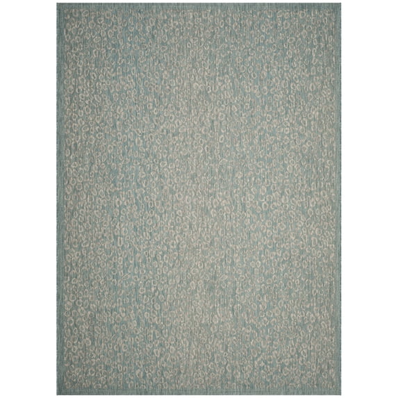 SAFAVIEH Courtyard Neofit Animal Indoor/Outdoor Area Rug, Aqua/Grey, 8' x 11'