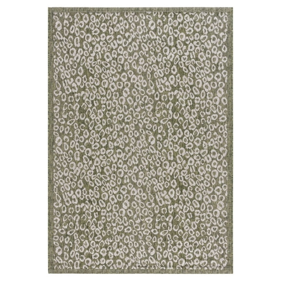 SAFAVIEH Courtyard Neofit Animal Indoor/Outdoor Area Rug, Dark Green/Beige, 5'3" x 7'7"