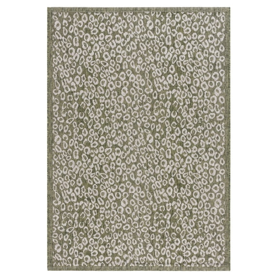 SAFAVIEH Courtyard Neofit Animal Indoor/Outdoor Area Rug, Dark Green/Beige, 5'3" x 7'7"