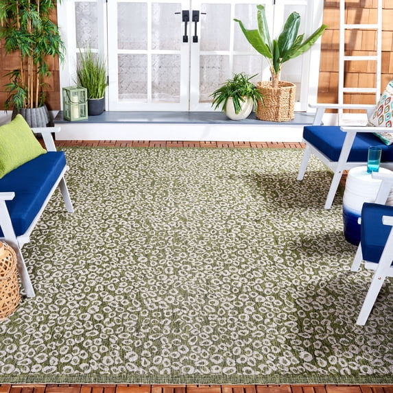 SAFAVIEH Courtyard Neofit Animal Indoor/Outdoor Area Rug, Dark Green/Beige, 8' x 11'