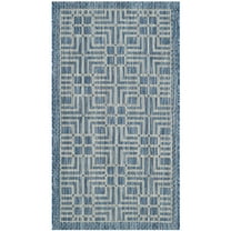 SAFAVIEH Courtyard Neville Geometric Indoor/Outdoor Area Rug, Navy/Grey, 2' x 3'7"