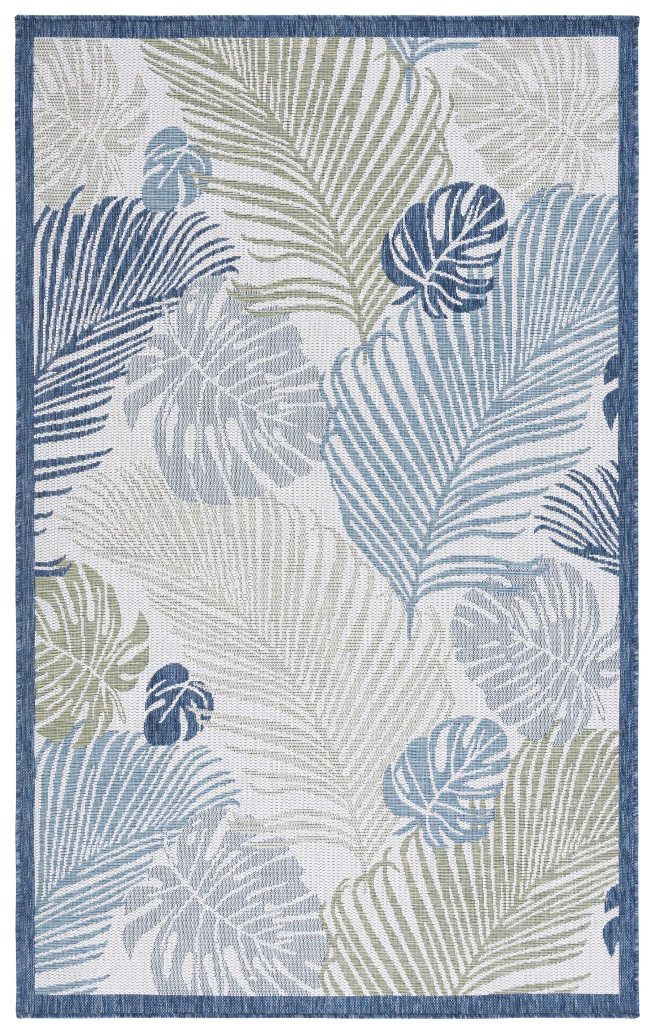 Safavieh Courtyard Nicholas Botanical Indoor/Outdoor Area Rug, Beige/Green Blue, 6'7" x 9'6"