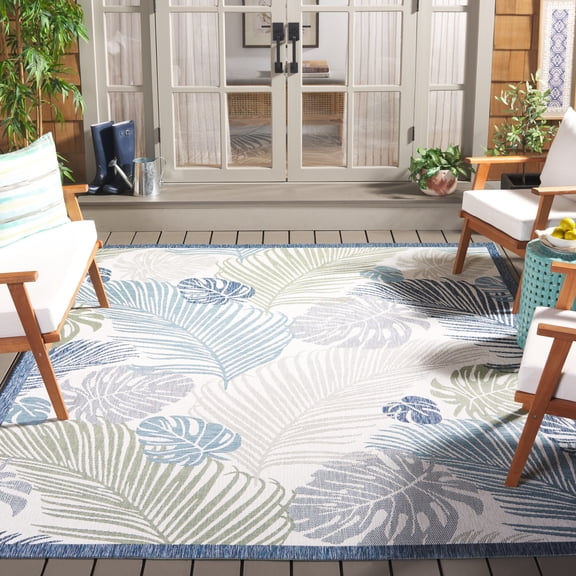 Safavieh Courtyard Nicholas Botanical Indoor/Outdoor Area Rug, Beige/Green Blue, 8' x 10'