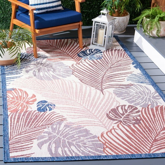 Safavieh Courtyard Nicholas Botanical Indoor/Outdoor Area Rug, Beige/Rust, 4' x 5'7"