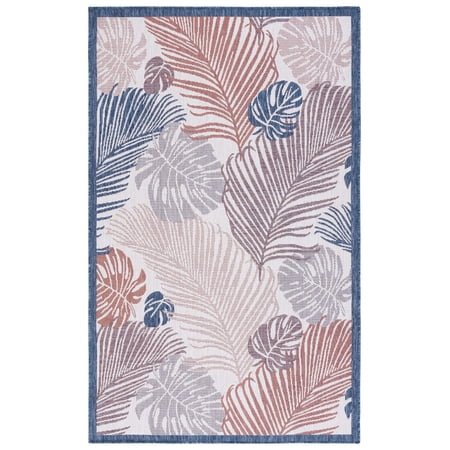 Safavieh Courtyard Nicholas Botanical Indoor/Outdoor Area Rug, Beige/Rust, 5'3" x 7'7"