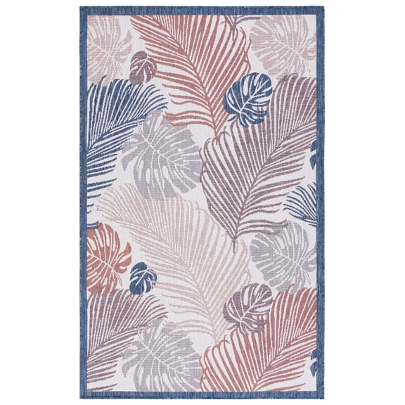 Safavieh Courtyard Nicholas Botanical Indoor/Outdoor Area Rug, Beige/Rust, 5'3" x 7'7"