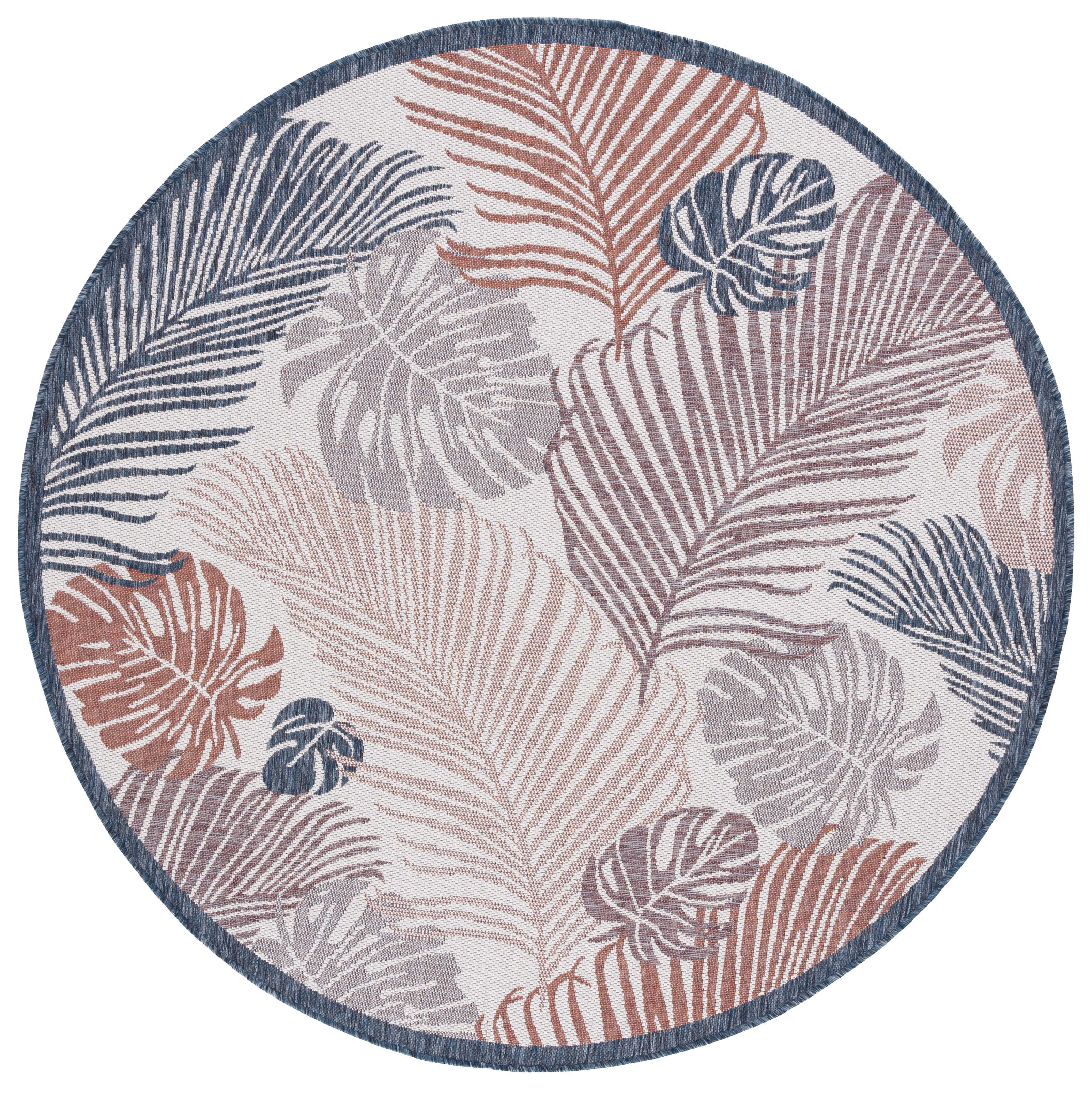Safavieh Courtyard Nicholas Botanical Indoor/Outdoor Area Rug, Beige/Rust, 6'7" x 6'7" Round