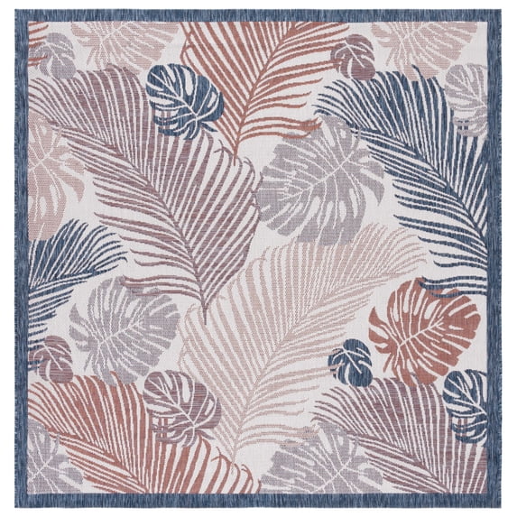 Safavieh Courtyard Nicholas Botanical Indoor/Outdoor Area Rug, Beige/Rust, 6'7" x 6'7" Square