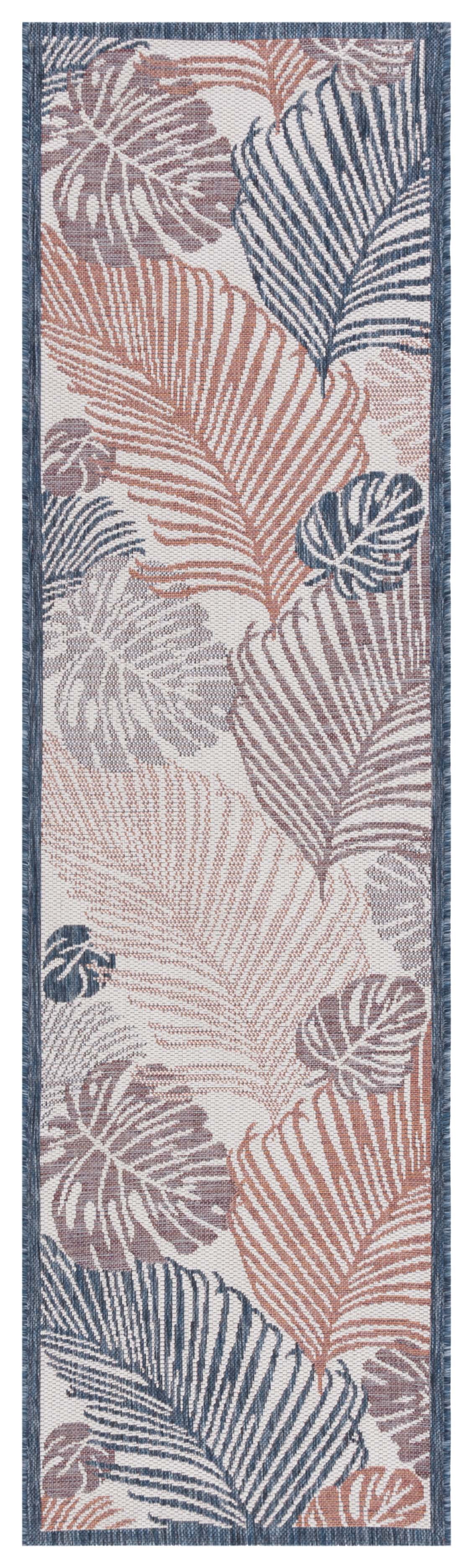 Safavieh Courtyard Nicholas Botanical Indoor/Outdoor Runner Rug, Beige/Rust, 2'3" x 8'