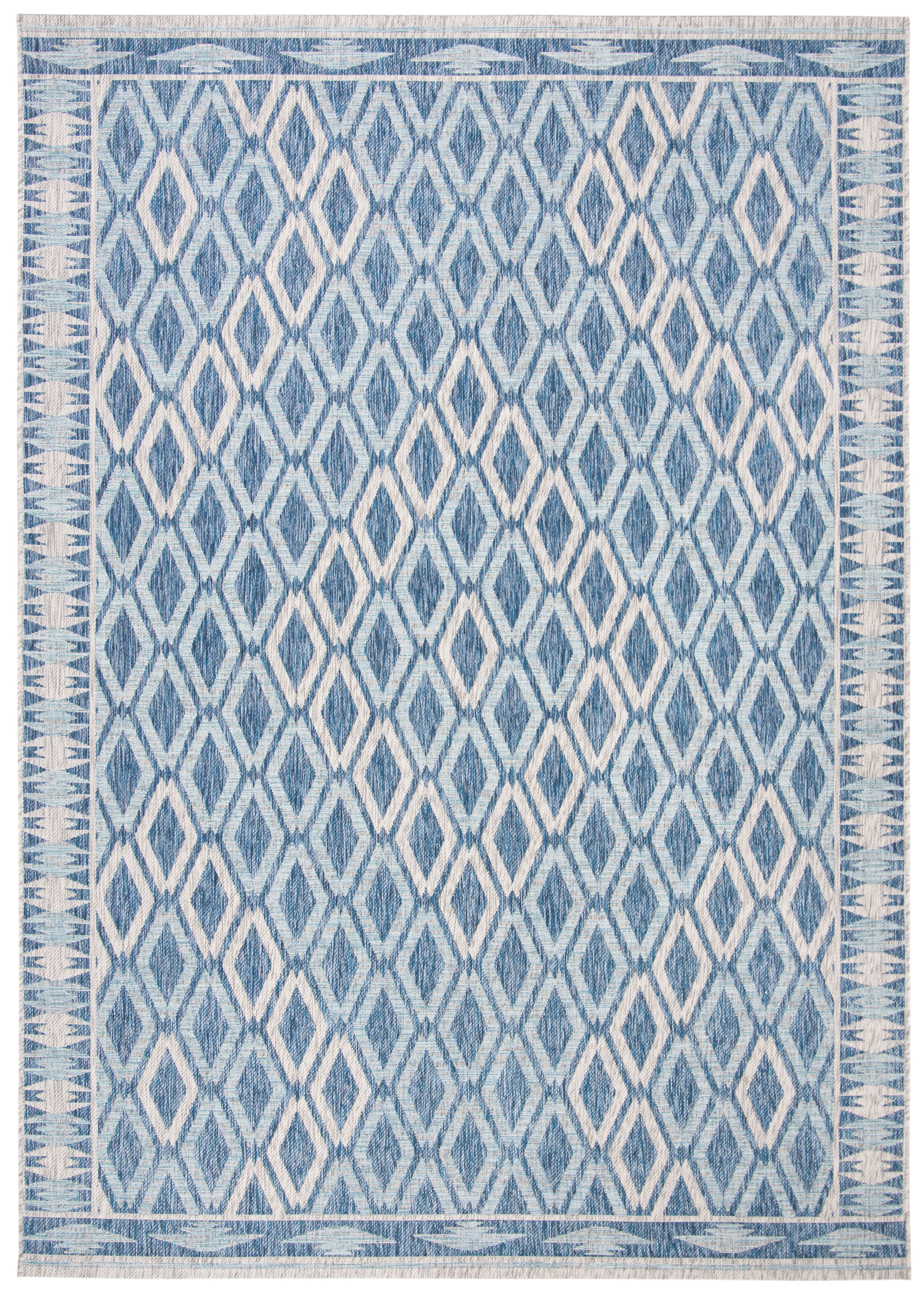 SAFAVIEH Courtyard Nicholas Geometric Diamonds Indoor/Outdoor Area Rug, 9' x 12', Navy/Grey