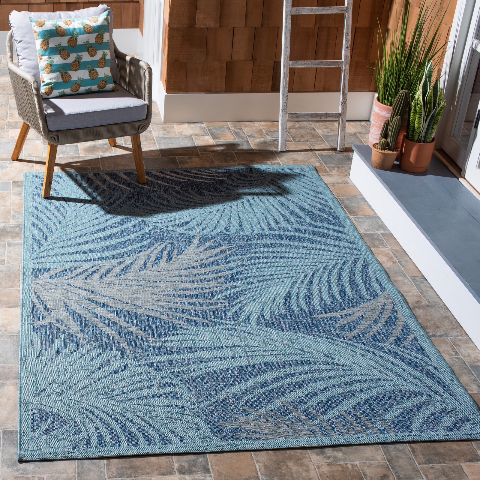 SAFAVIEH Courtyard Regent Traditional Floral Indoor/Outdoor Area Rug, 5 ...