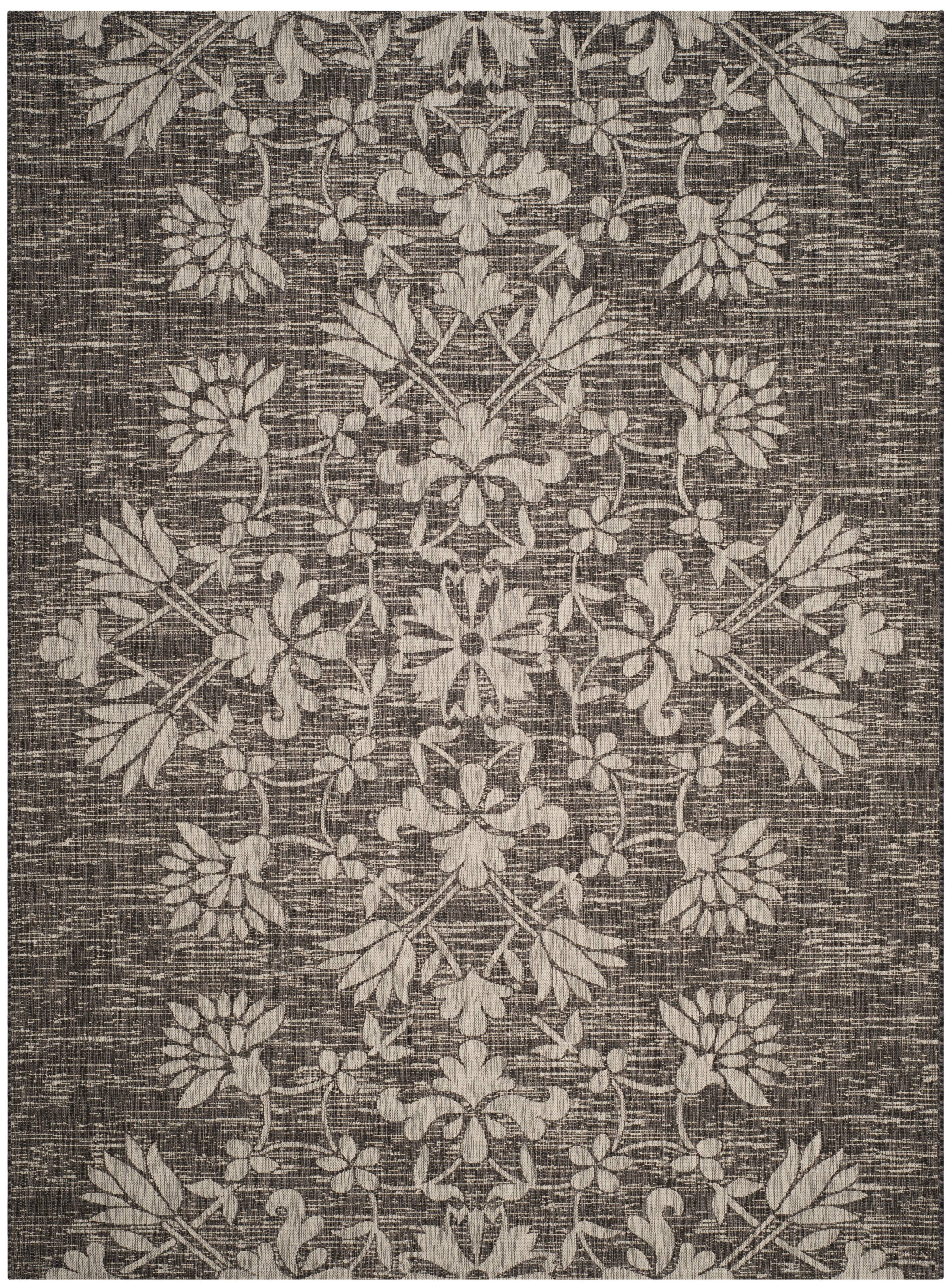 Elegant Gray Synthetic Rectangular Flat Woven Indoor/Outdoor Rug