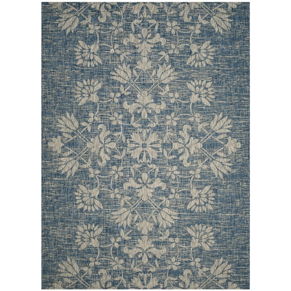 SAFAVIEH Courtyard Nina Floral Indoor/Outdoor Area Rug, Navy/Grey, 2'7" x 5'