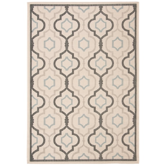 Safavieh Courtyard Bayon Geometric Indoor/Outdoor Area Rug, Ivory/Black, 4' x 5'7"