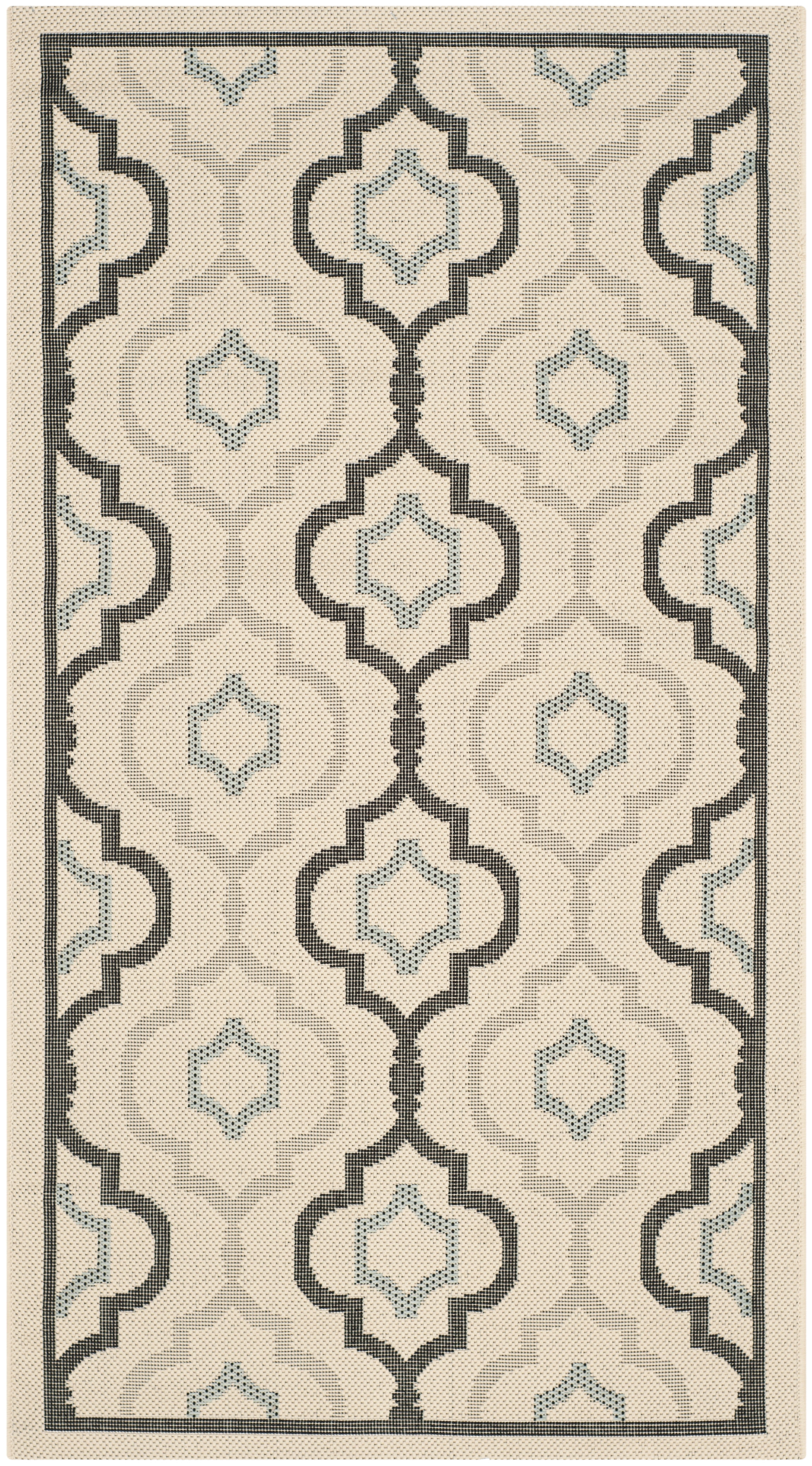 Gray Geometric Low Pile Indoor/Outdoor Area Rug