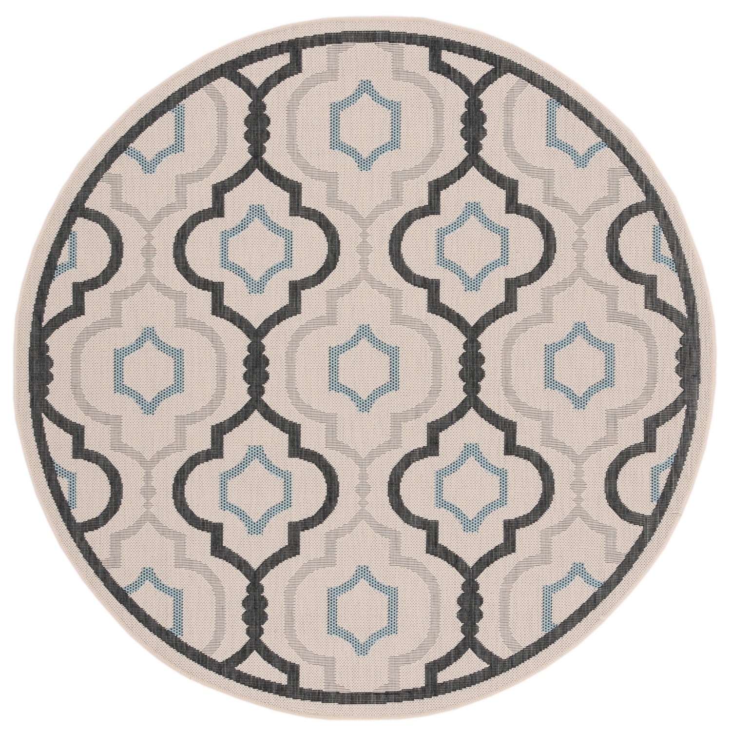 Safavieh Courtyard Bayon Geometric Indoor/Outdoor Area Rug, Ivory/Black, 5'3" x 5'3" Round