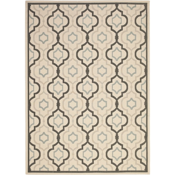 Safavieh Courtyard Bayon Geometric Indoor/Outdoor Area Rug, Ivory/Black, 9' x 12'