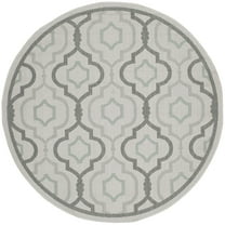 SAFAVIEH Courtyard Nina Geometric Trellis Indoor/Outdoor Area Rug, Light Grey/Anthracite, 5'3" Round