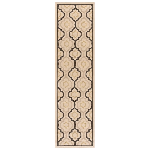 Safavieh Courtyard Bayon Geometric Indoor/Outdoor Runner Rug, Beige/Black, 2'3" x 10'