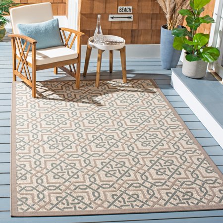 Safavieh Courtyard Olivia Geometric Indoor/Outdoor Area Rug, Beige/Gray, 4' x 5'7"