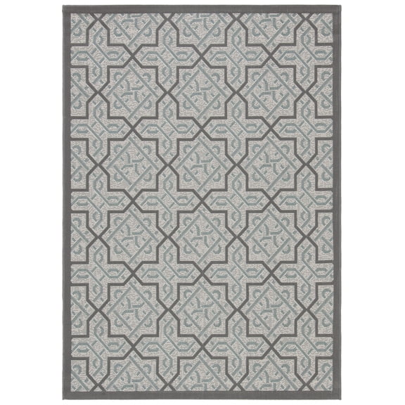 Safavieh Courtyard Olivia Geometric Indoor/Outdoor Area Rug, Light Gray/Anthracite, 4' x 5'7"
