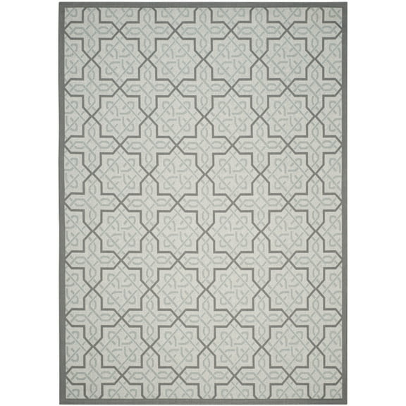 SAFAVIEH Courtyard Olivia Geometric Indoor/Outdoor Area Rug, Light Grey/Anthracite, 8' x 11'