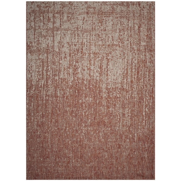 SAFAVIEH Courtyard Orpa Abstract Indoor/Outdoor Area Rug, Rust/Grey, 8' x 11'