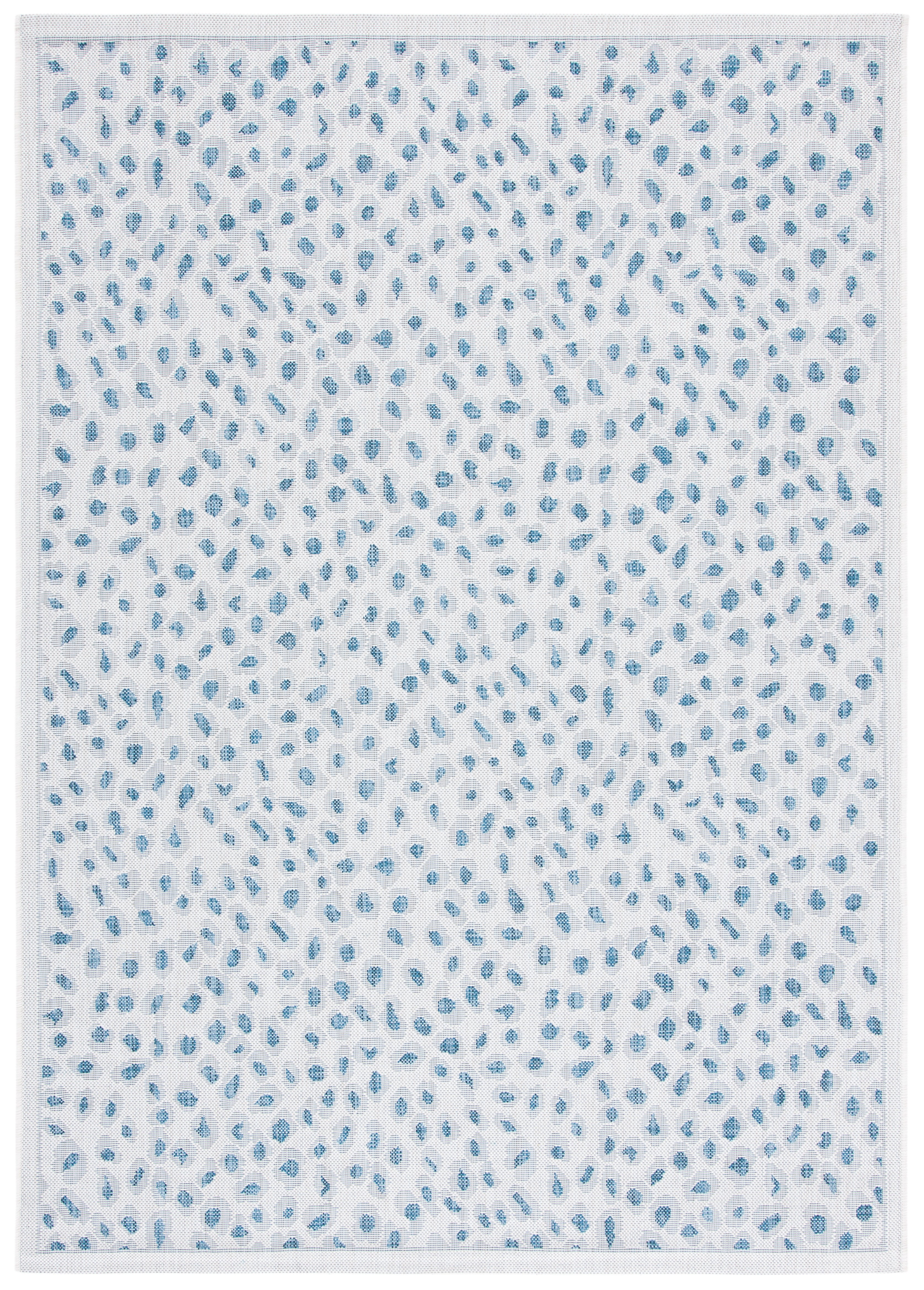 SAFAVIEH Courtyard Otis Spotted Indoor/Outdoor Area Rug, Ivory/Blue, 5'3" x 7'7"