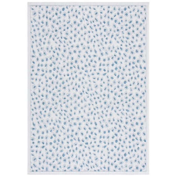 SAFAVIEH Courtyard Otis Spotted Indoor/Outdoor Area Rug, Ivory/Blue, 6'7" x 9'6"