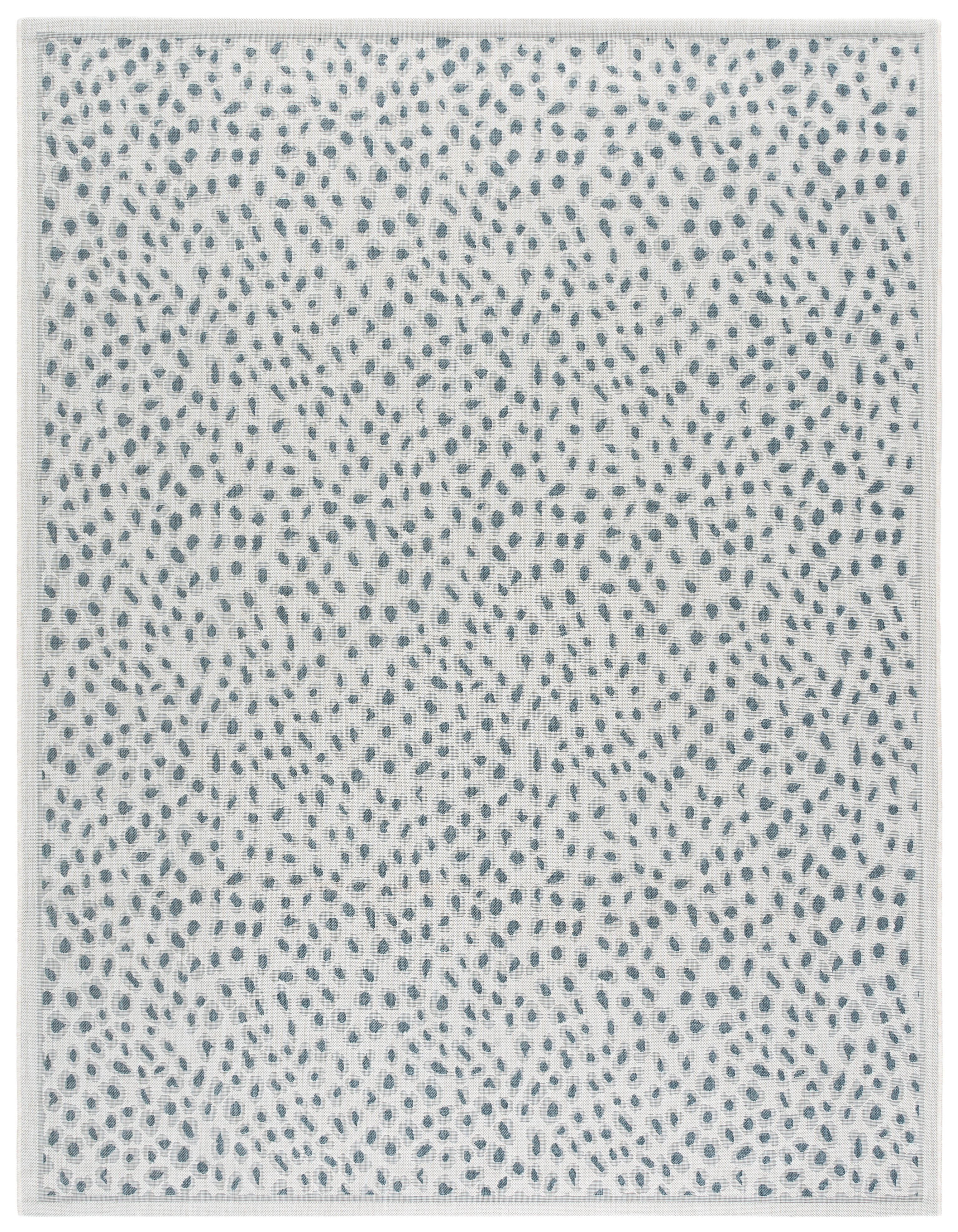 SAFAVIEH Courtyard Otis Spotted Indoor/Outdoor Area Rug, Ivory/Blue, 8' x 10'