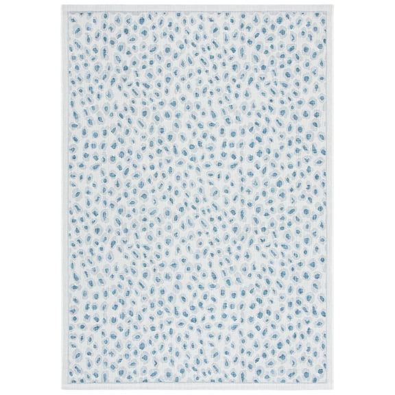 SAFAVIEH Courtyard Otis Spotted Indoor/Outdoor Area Rug, Ivory/Blue, 8' x 10'