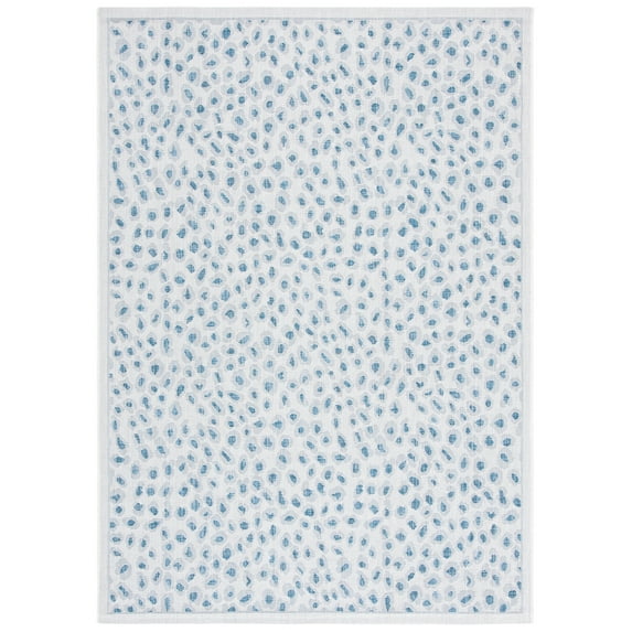 SAFAVIEH Courtyard Otis Spotted Indoor/Outdoor Area Rug, Ivory/Blue, 8' x 10'