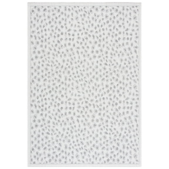 SAFAVIEH Courtyard Otis Spotted Indoor/Outdoor Area Rug, Ivory/Grey, 4' x 5'7"