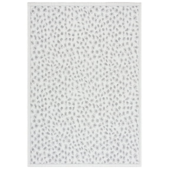 SAFAVIEH Courtyard Otis Spotted Indoor/Outdoor Area Rug, Ivory/Grey, 6'7" x 6'7" Square