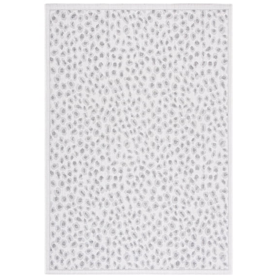SAFAVIEH Courtyard Otis Spotted Indoor/Outdoor Area Rug, Ivory/Grey, 6'7" x 9'6"