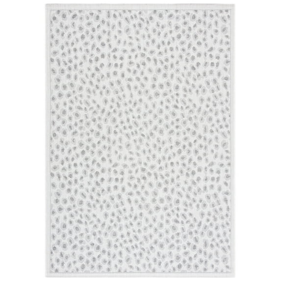 SAFAVIEH Courtyard Otis Spotted Indoor/Outdoor Area Rug, Ivory/Grey, 6'7" x 9'6"
