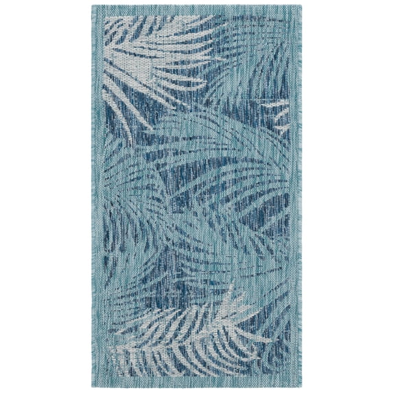 Safavieh Courtyard Padic Botanical Indoor/Outdoor Area Rug, Aqua/Navy, 3' x 5'