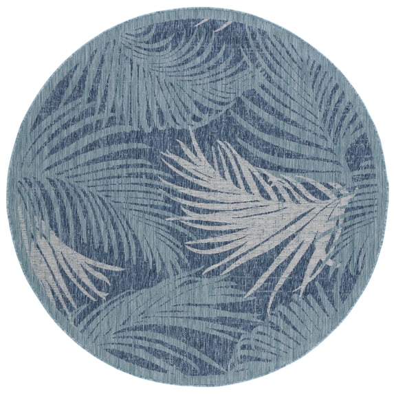 Safavieh Courtyard Padic Botanical Indoor/Outdoor Area Rug, Aqua/Navy, 6'7" x 6'7" Round