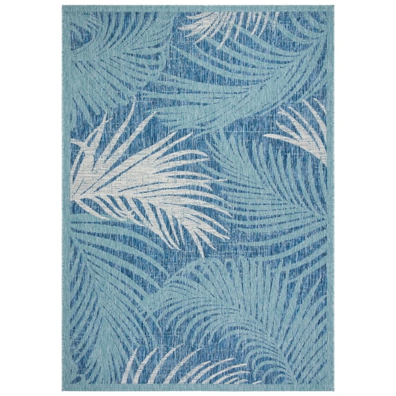 Safavieh Courtyard Padic Botanical Indoor/Outdoor Area Rug, Aqua/Navy, 9' x 12'