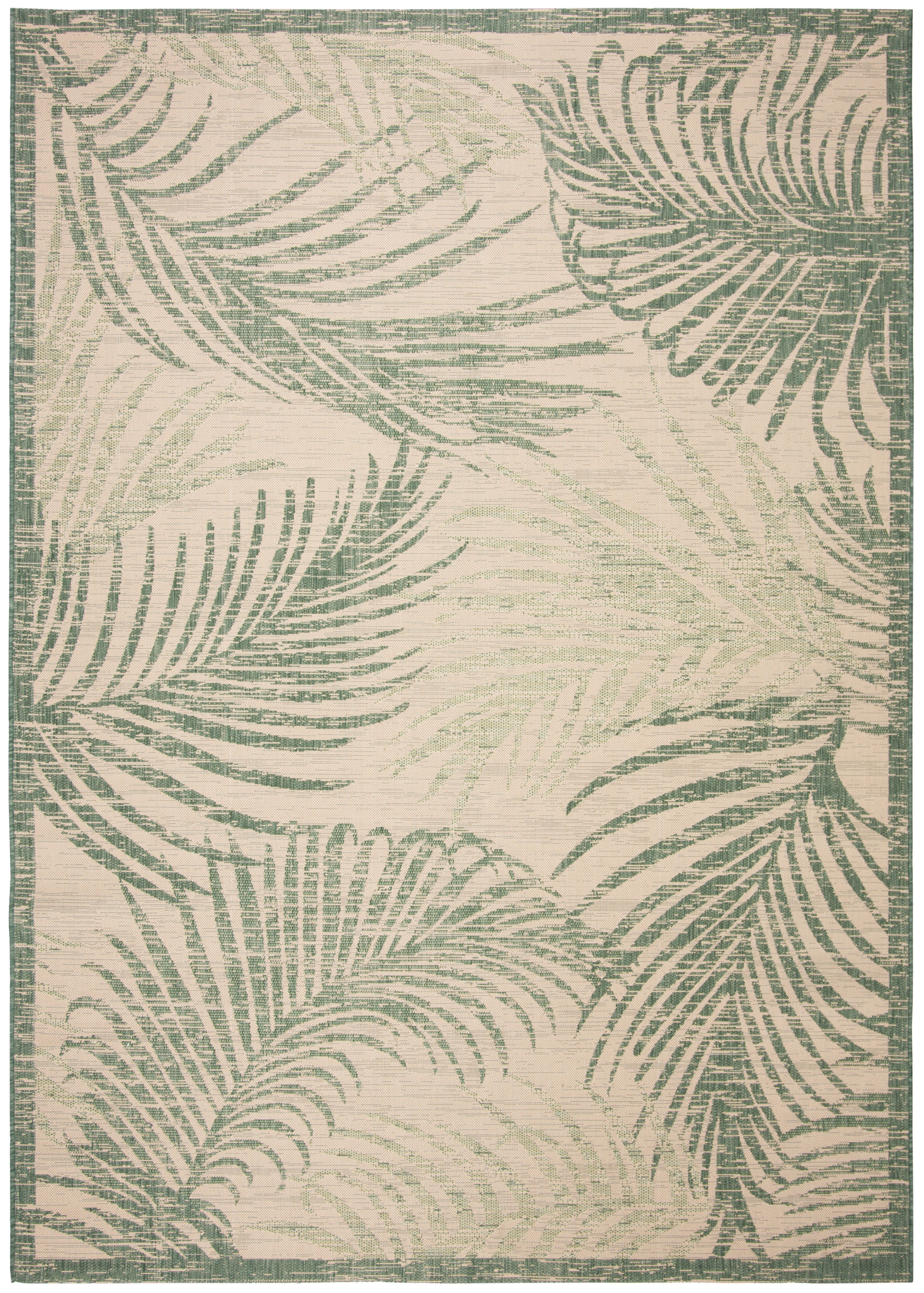 Beige and Green Synthetic Botanical 10' x 14' Rectangular Area Rug