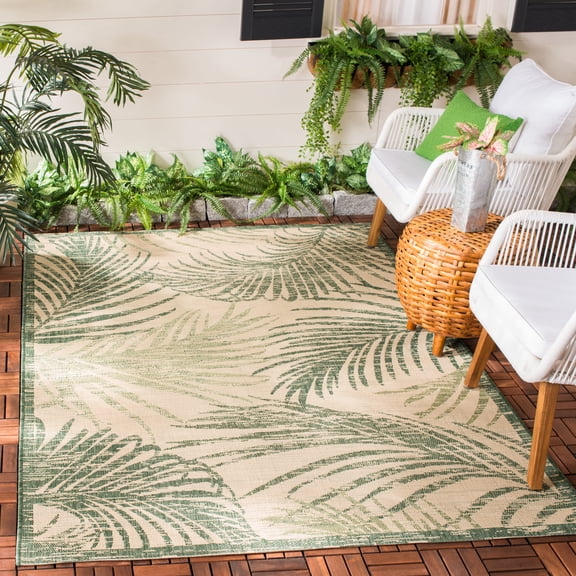 Safavieh Courtyard Padic Botanical Indoor/Outdoor Area Rug, Beige/Green, 2' x 3'7"