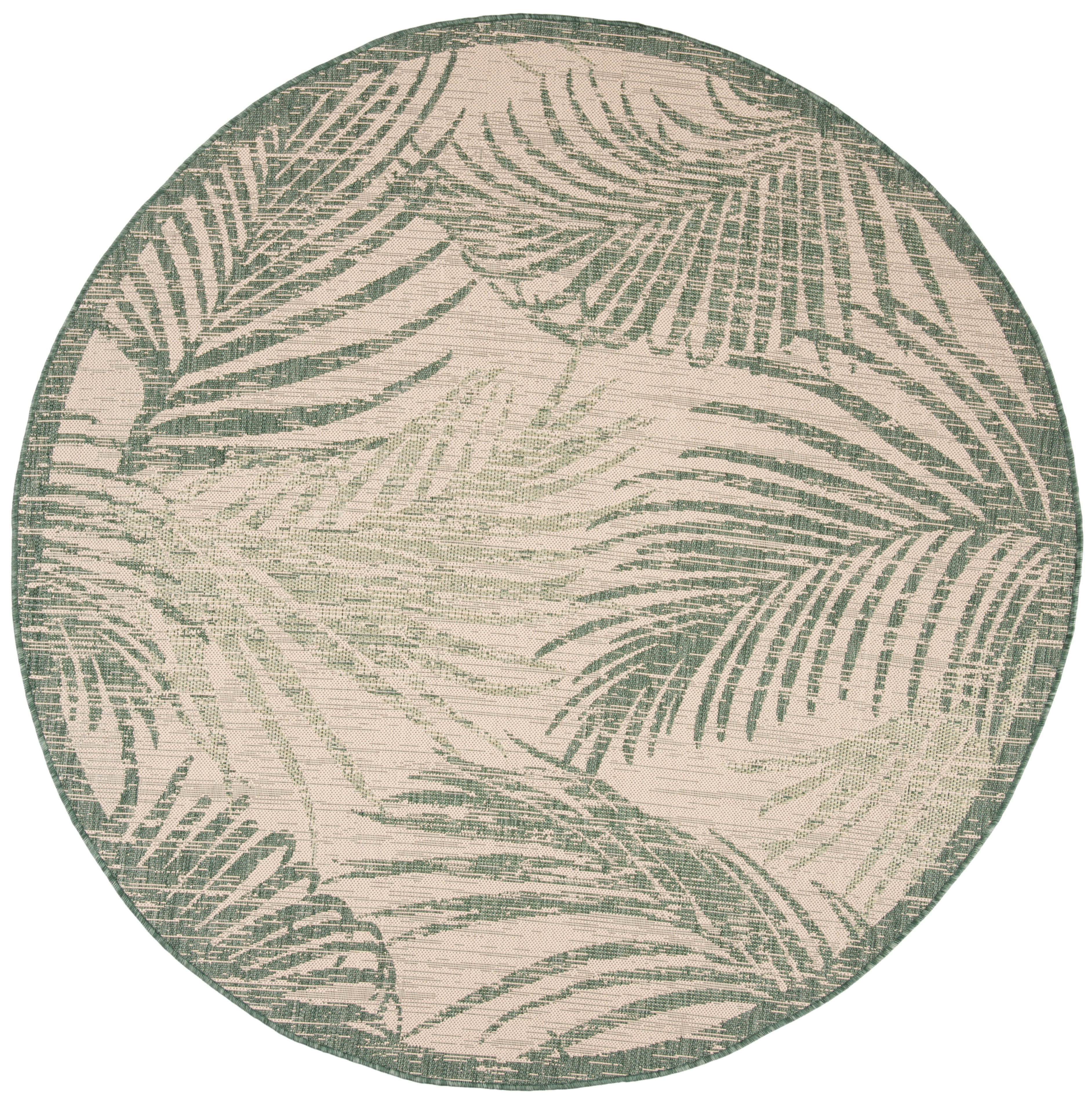 Safavieh Courtyard Padic Botanical Indoor/Outdoor Area Rug, Beige/Green, 4' x 4' Round