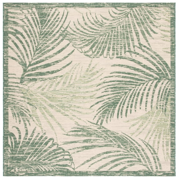 Safavieh Courtyard Padic Botanical Indoor/Outdoor Area Rug, Beige/Green, 4' x 4' Square