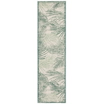 SAFAVIEH Courtyard Padic Botanical Indoor/Outdoor Runner Rug, Beige/Green, 2'3" x 10'