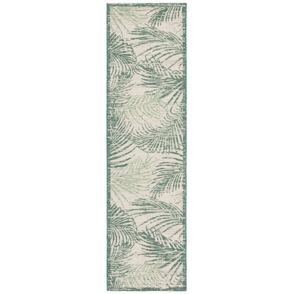 Safavieh Courtyard Padic Botanical Indoor/Outdoor Runner Rug, Beige/Green, 2'3" x 10'