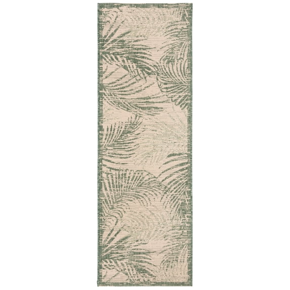 Safavieh Courtyard Padic Botanical Indoor/Outdoor Runner Rug, Beige/Green, 2'3" x 5'