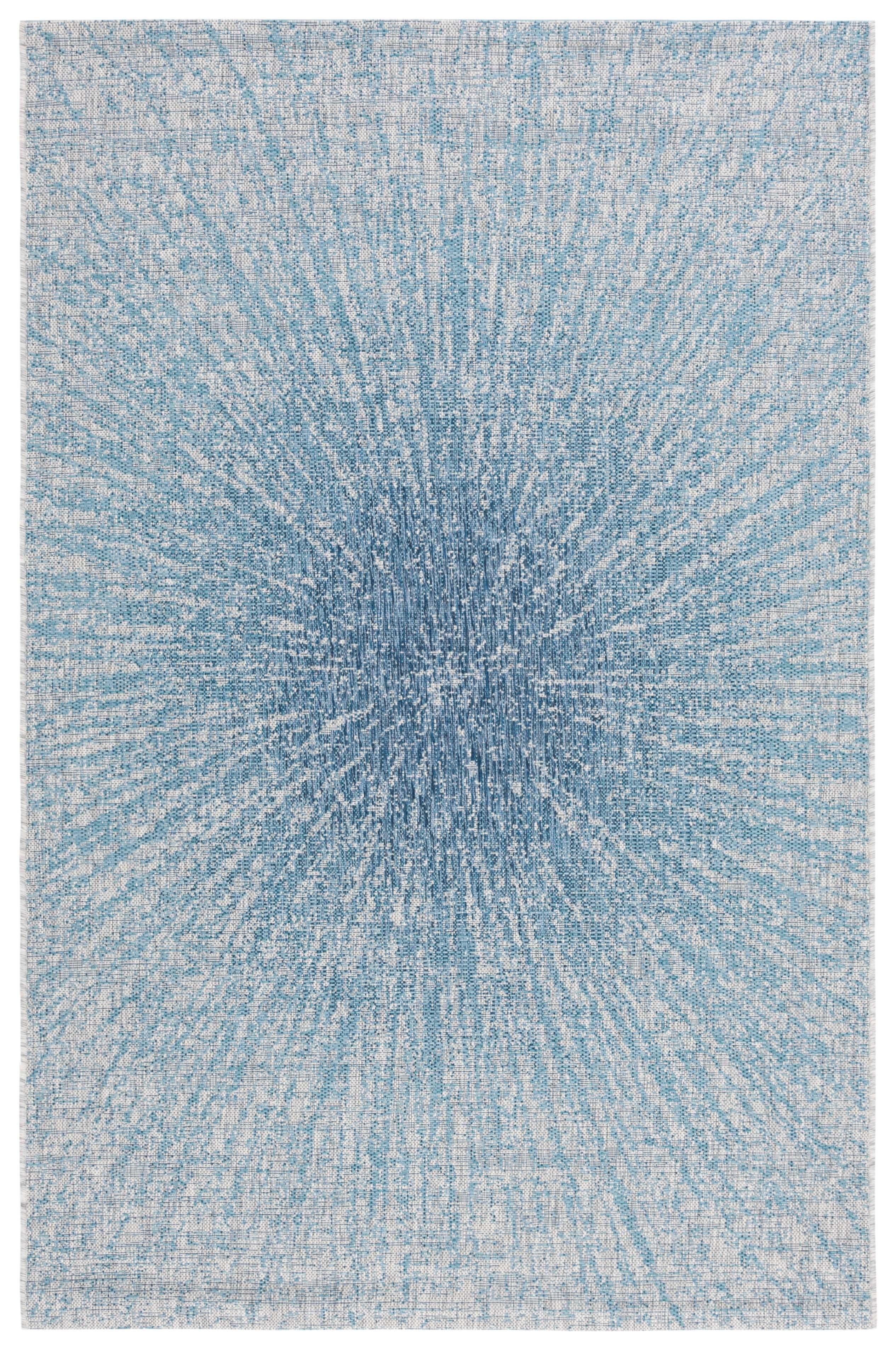 SAFAVIEH Courtyard Paolo Sunburst Indoor/Outdoor Area Rug, Grey/Navy, 5 ...