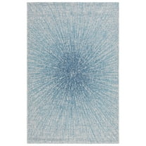 SAFAVIEH Courtyard Paolo Sunburst Indoor/Outdoor Area Rug, Grey/Navy, 5'3" x 7'7"